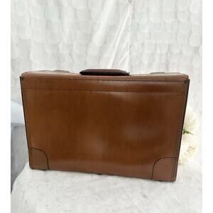 Vintage 50s Brown Leather Briefcase Attaché Case With 2 Keys Home Decor Legal